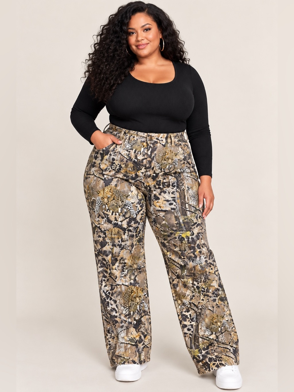 Fashion Nova Plus Size 22 Leopard Jungle Print Pants Animal Print